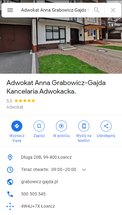 Adwokat nieruchomości Łowicz Anna Grabowicz-Gajda mapy google